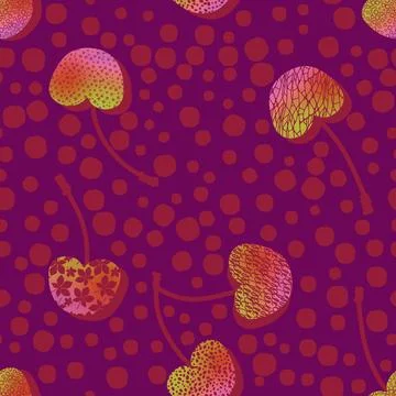 Summer fruit seamless cherry berry pattern for wrapping paper and fabrics Stock Illustration