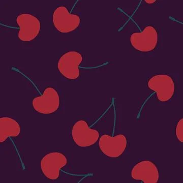 Summer fruit seamless cherry berry pattern for wrapping paper and fabrics Stock Illustration