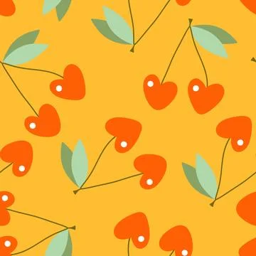 Summer fruit seamless cherry berry pattern for wrapping paper and fabrics Stock Illustration