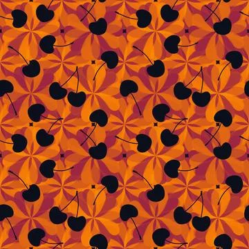 Summer fruit seamless cherry berry pattern for wrapping paper and fabrics Stock Illustration