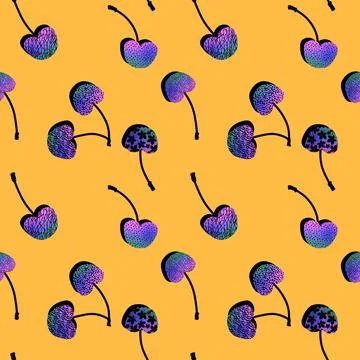Summer fruit seamless cherry berry pattern for wrapping paper and fabrics Stock Illustration