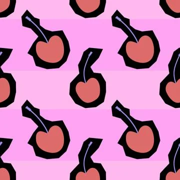 Summer fruit seamless cherry berry pattern for wrapping paper and fabrics Stock Illustration