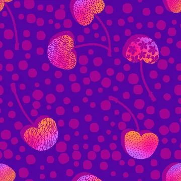 Summer fruit seamless cherry berry pattern for wrapping paper and fabrics Illustrazione stock
