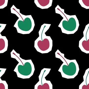 Summer fruit seamless cherry berry pattern for wrapping paper and fabrics Stock Illustration