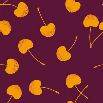 Summer fruit seamless cherry berry pattern for wrapping paper and fabrics Stock Illustration