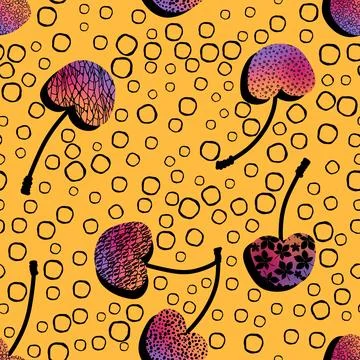 Summer fruit seamless cherry berry pattern for wrapping paper and fabrics Stock Illustration
