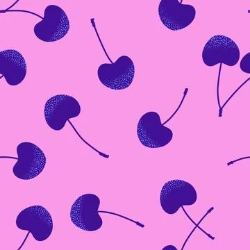 Summer fruit seamless cherry berry pattern for wrapping paper and fabrics Stock Illustration