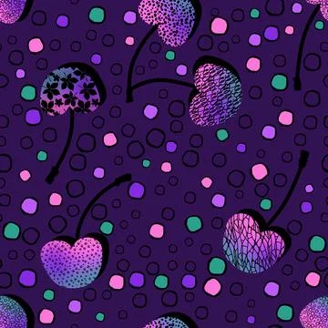 Summer fruit seamless cherry berry pattern for wrapping paper and fabrics Stock Illustration