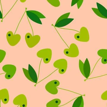 Summer fruit seamless cherry berry pattern for wrapping paper and fabrics Stock Illustration