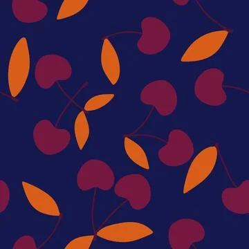 Summer fruit seamless cherry berry pattern for wrapping paper and fabrics Stock Photos