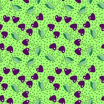 Summer fruit seamless cherry berry pattern for wrapping paper and fabrics Stock Photos