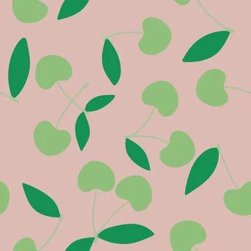 Summer fruit seamless cherry berry pattern for wrapping paper and fabrics Stock Photos