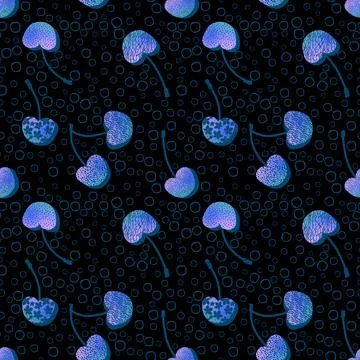 Summer fruit seamless cherry berry pattern for wrapping paper and fabrics Stock Photos