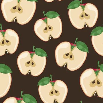 Summer fruit seamless pattern with apple. Stock Illustration