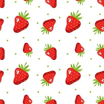 Summer fruit seamless pattern with strawberries. Perfect for fabric, packaging Illustrazione stock