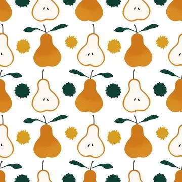 Summer fruit seamless pears pattern for wrapping paper and fabrics Stock Illustration