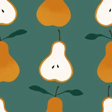 Summer fruit seamless pears pattern for wrapping paper and fabrics Stock Illustration
