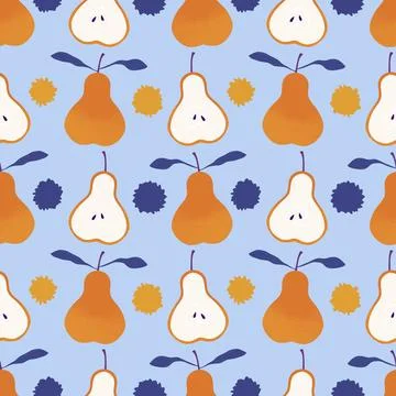 Summer fruit seamless pears pattern for wrapping paper and fabrics Stock Illustration