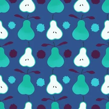 Summer fruit seamless pears pattern for wrapping paper and fabrics Stock Illustration