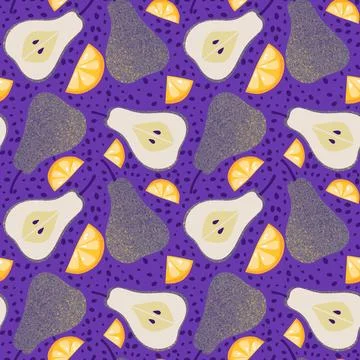 Summer fruit seamless pears pattern for wrapping paper and fabrics Stock Illustration