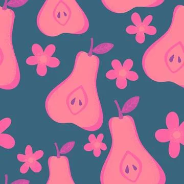 Summer fruit seamless pears pattern for wrapping paper and fabrics Stock Illustration