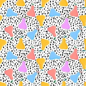 Summer fruit seamless pears pattern for wrapping paper and fabrics Stock Illustration