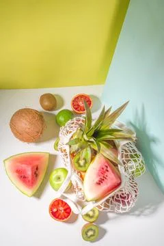 Summer fruit shopping background Stock Photos