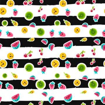 Summer Fruits Patterns Stock Illustration