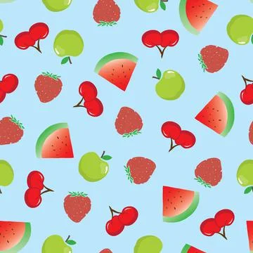 Summer fruits seamless vector pattern background Stock Illustration