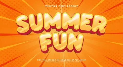 Summer fun 3d editable text effect template Stock Illustration