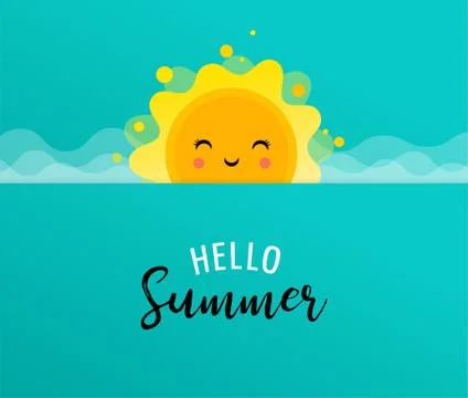 Summer fun background, sun illustration and banner design. Sale poster Stock Illustration