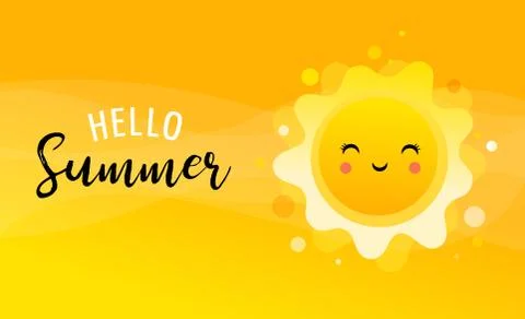 Summer fun background, sun illustration and banner design. Sale poster Stock Illustration