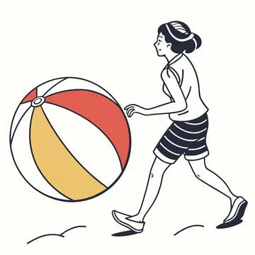 Summer Fun Beach Ball Vector Flat Illustration Stock Illustration