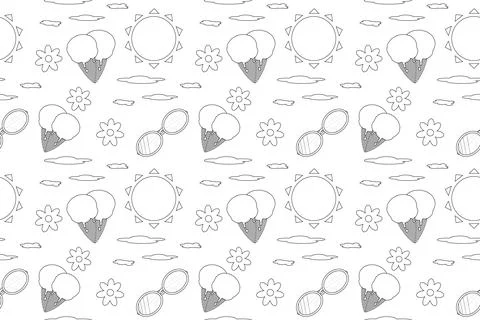 Summer Fun Coloring Page Stock Illustration