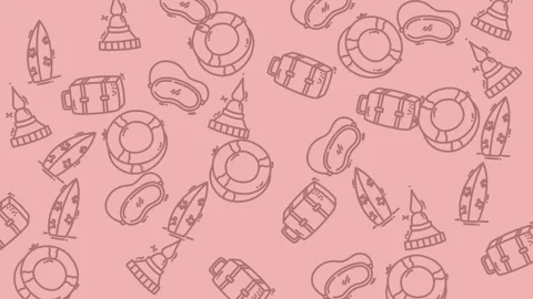 Summer Fun Pattern - A Whimsical Beach Day Adventure. Stock Footage 321852631