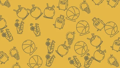 Summer Fun Seamless Pattern - A Whimsical Design for Sunny Days. Stock Footage 321853070