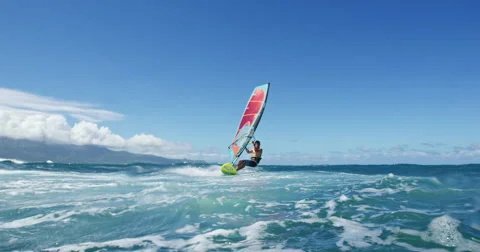 Summer Fun Windsurfing Stock Footage 68918221