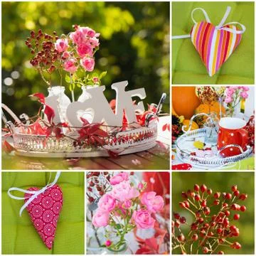 Summer garden with hearts 스톡 사진