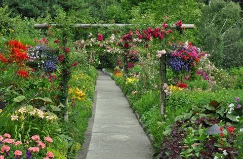 Summer garden path Stock Photos