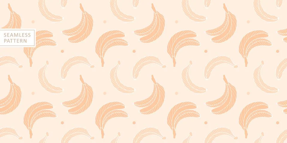 Summer gentle vector seamless pattern with cute bananas in nude colors Stock Illustration