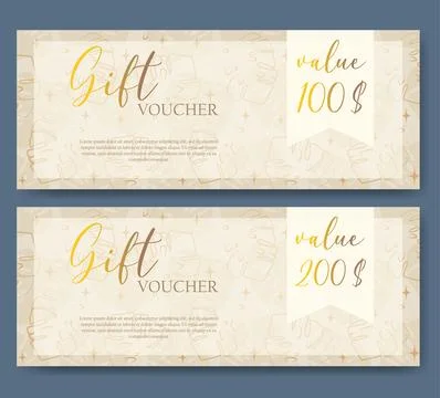 Summer gift voucher template. Set of elegant voucher with floral pattern in.. 스톡 일러스트