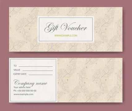 Summer gift voucher template. Set of elegant voucher with floral pattern in n 스톡 일러스트