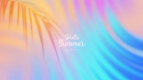 Summer gradient background with a palm leaf shadow. Bright colorful summer .. Stock Illustration