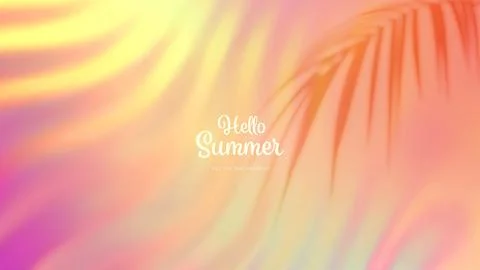 Summer gradient background with a palm leaf shadow. Bright colorful warm summ Stock Illustration