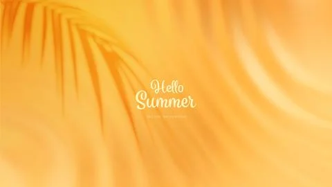 Summer gradient background with a palm leaf shadow. Bright colorful warm summ Stock Illustration