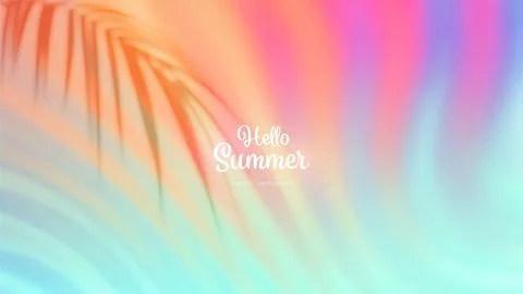 Summer gradient background with a palm leaf shadow. Bright colorful summer .. Stock Illustration
