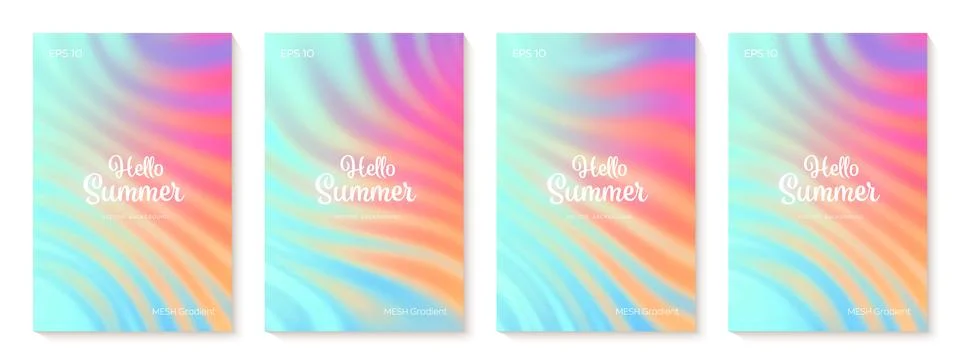 Summer gradient backgrounds set. Bright colorful summer colors. Sunset and .. Stock Illustration
