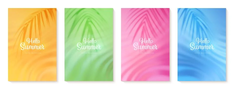 Summer gradient backgrounds set. Bright colorful summer colors. Summer bright Stock Illustration