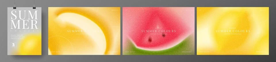 Summer gradient banners collection Stock Illustration