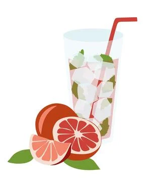 Summer Graipefruit Lemonade, Flat style Vector illustration.  Stock Illustration
